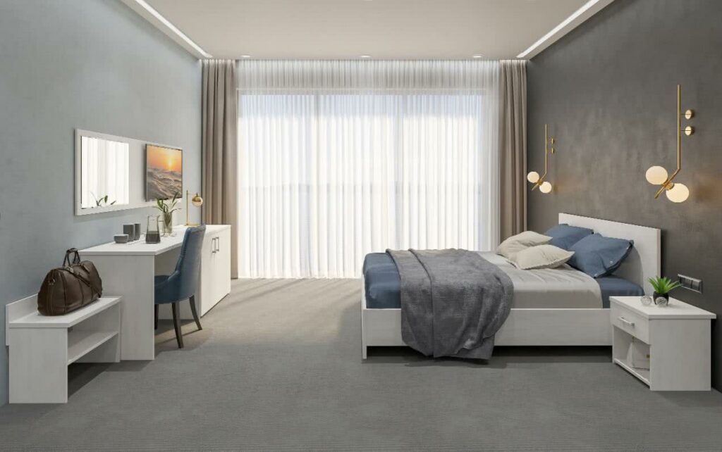 carpet with grey walls